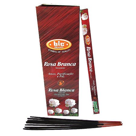 Incenso Indiano Bic Brand - Rosa Branca: Amor, Purificação e Paz