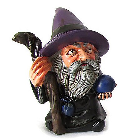 Mini Mago Merlin com Bola de Cristal 8cm
