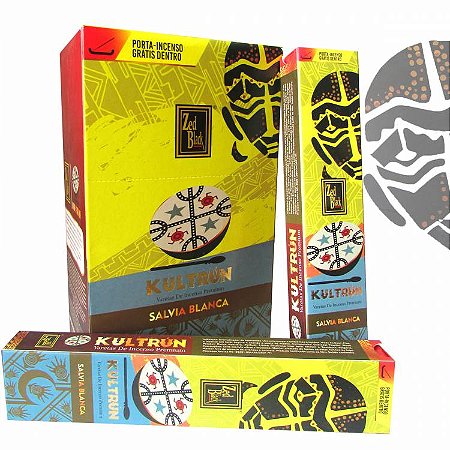 Incenso Zed Black Premium Kultrún com Porta Incenso - Sálvia Branca