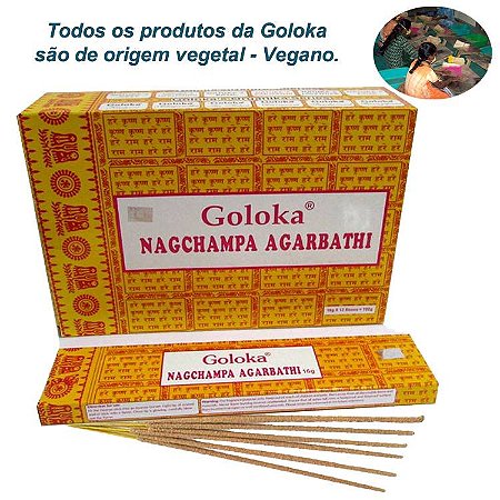 Incenso Goloka Nag Champa Agarbathi de Massala - Meditação Vegano