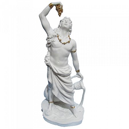 Estátua Dionísio Deus Grego do Vinho 26cm - Branco