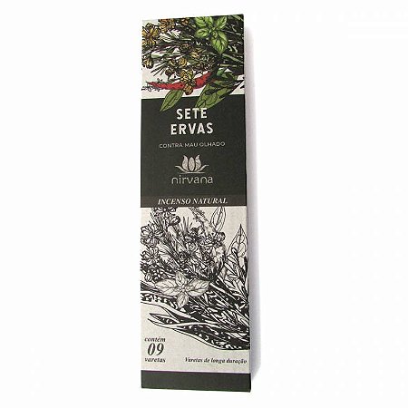 Incenso Defumador Natural, Nirvana - Sete Ervas: Contra Mal Olhado e Energias Negativas