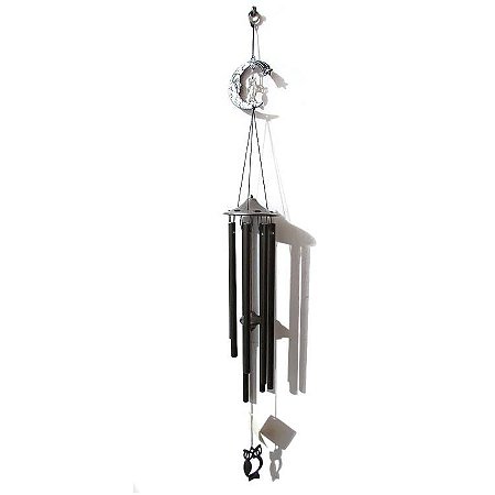 Sino dos Ventos em Metal Coruja na Lua 73cm