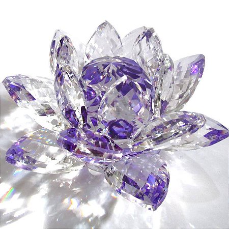 Flor de Lótus Cristal Brilhante Lilás T50 13cm