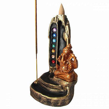 Incensário Cascata e Vareta Ganesha 7 Chakras - 16cm