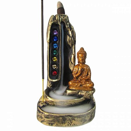 Incensário Cascata e Vareta Buda 7 Chakras - 16cm