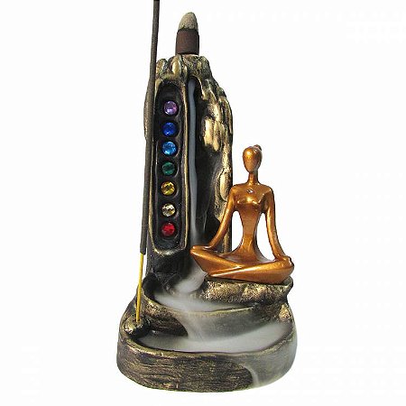 Incensário Cascata e Vareta Yogue 7 Chakras - 16cm