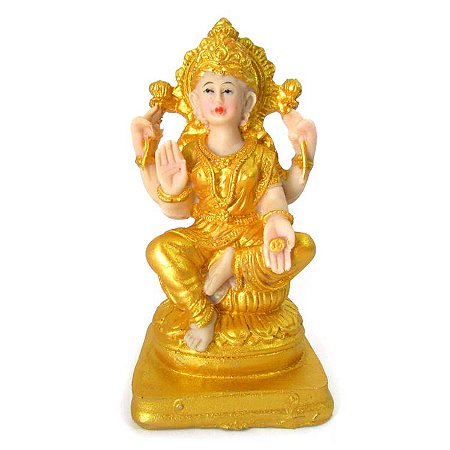 Estátua da Deusa Lakshmi Dourada - 12cm