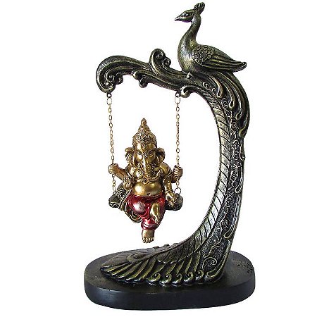 Ganesha no Balanço de Pavão 25cm