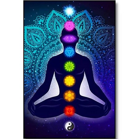 Quadro 7 Chakras com Yin Yang de Parede 29cm