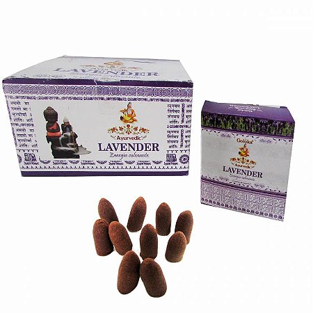 Incenso Goloka Cone Cascata - Lavender: Energia Calmante