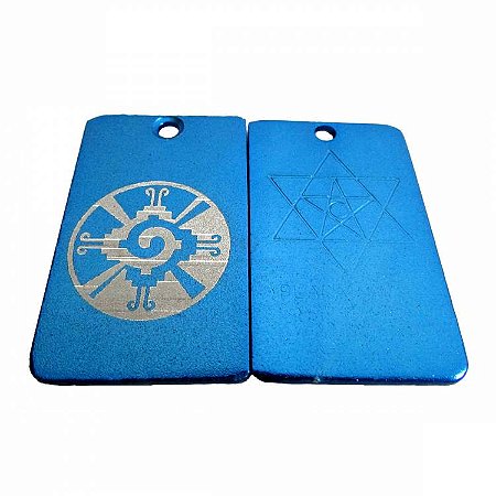 Placaindiana Hunab-Ku 5cm - Cor Azul - Brinde Cordão