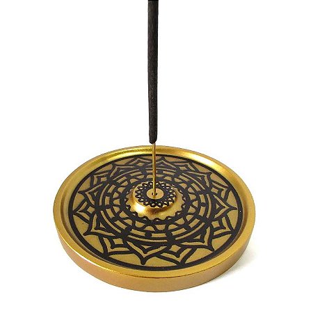 Incensário Redondo Dourado 9cm - Mandala