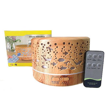 Umidificador e Difusor de Aromas com Led e Controle Remoto BM318 700ml - Marrom Claro