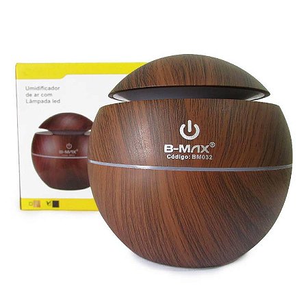 Umidificador e Difusor de Aromas com Led USB BM032 130ml - Marrom Escuro