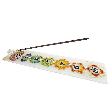Incensário Canaleta de Vidro 24,5cm - 7 Chakras