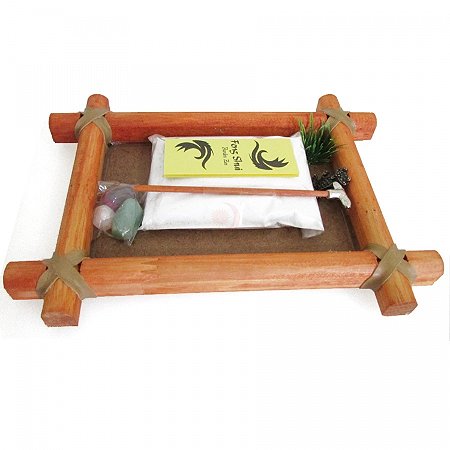 Jardim Zen Feng Shui 24cm com Cristais - Mogno