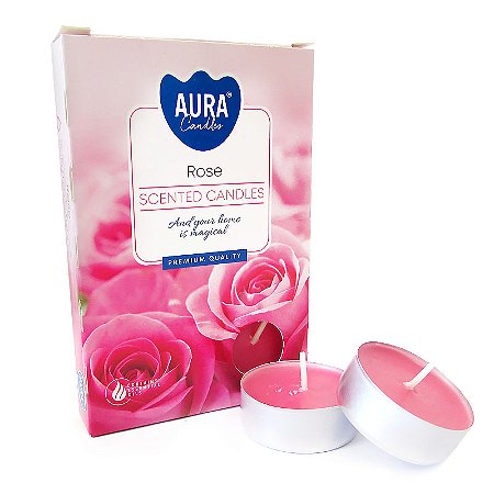 Velas Tealights Perfumadas Caixa com 6 Unidades Aura - Rosas