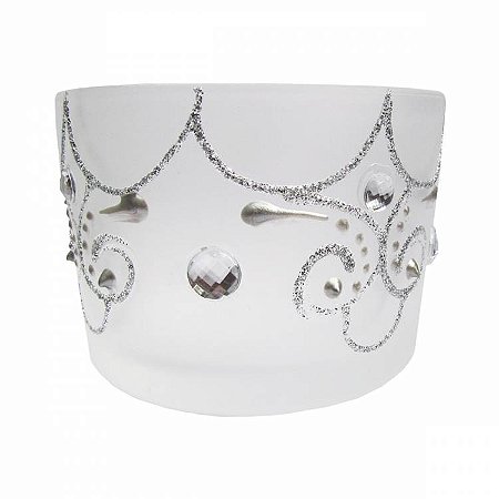Castiçal de Vidro Decorado 5cm - Branco