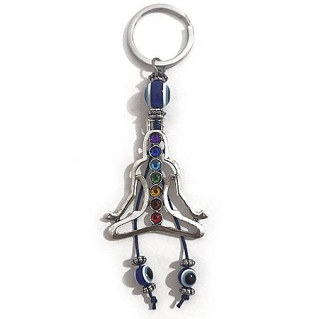 Chaveiro 7 Chakras com Olho Grego 13cm