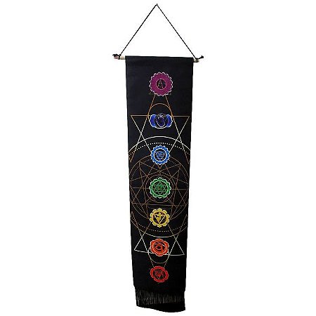 Ornamento de Parede Pergaminho 140cm - 7 Chakras Preto