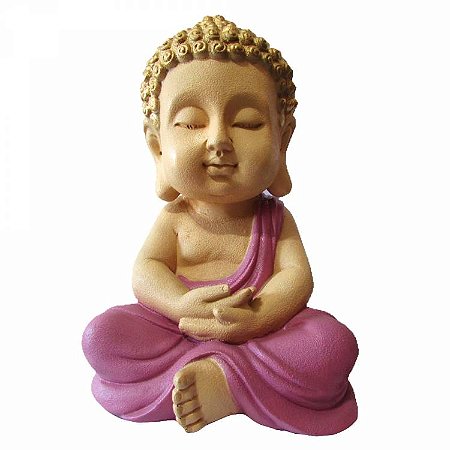 Estátua Buda Monge Alta Vibração G 32cm - Lilás