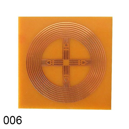 Gráfico Cruz Cósmica para Radiestesia, em Fenolite com Cobre 006 - 7cm