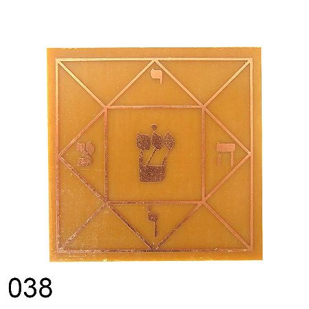 Gráfico Quadrado Mágico para Radiestesia, em Fenolite com Cobre 038 - 7cm