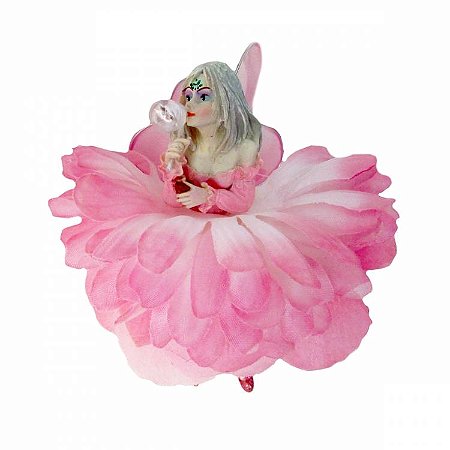 Fada de Pendurar Com Bolinha de Sabão 15cm - Amor (Rosa)