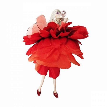 Fada de Pendurar Com Bolinha de Sabão 15cm - Paixão (Vermelho)
