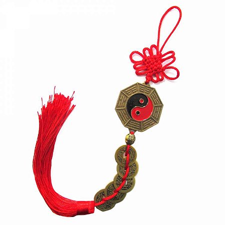 Móbile Baguá Ying Yang com Moedas 38cm