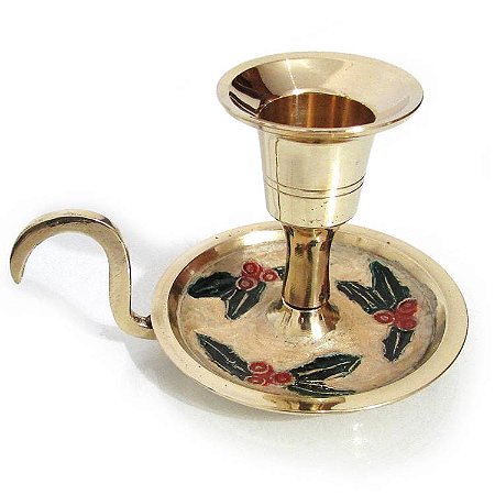 Castiçal Dourado em Bronze Decorado 10cm