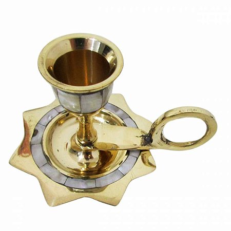 Castiçal em Bronze e Madrepérola Indiano 1cm