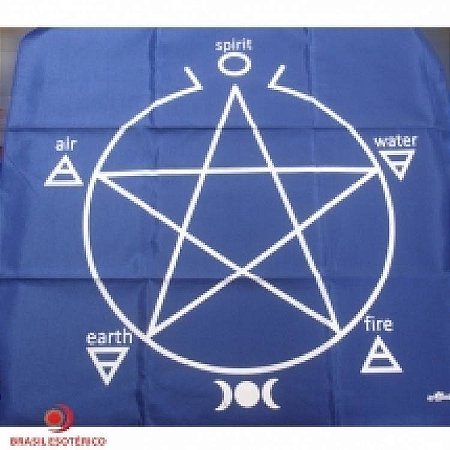 Toalha para Altar, Tarô ou Cartomancia - Pentagrama, Azul - 70cm