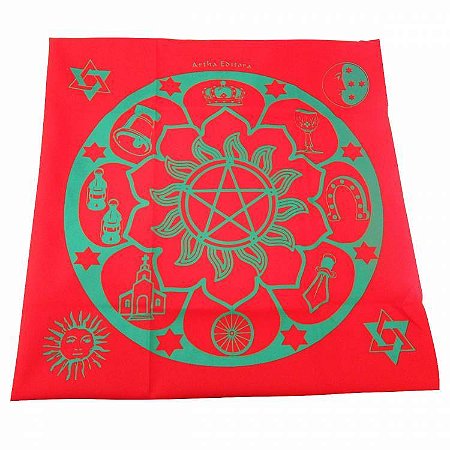 Toalha Cigana para Tarô, Cartomancia - Mandala Cigana, Vermelha - Artha