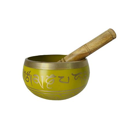Tigela Tibetana 7 Metais 13cm - Amarelo