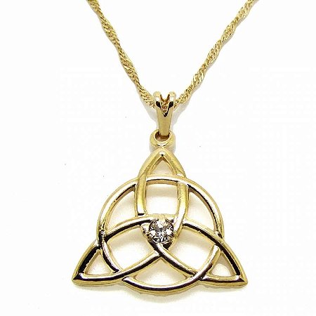 Colar Gargantilha Triskle Nó com Strass - Dourado