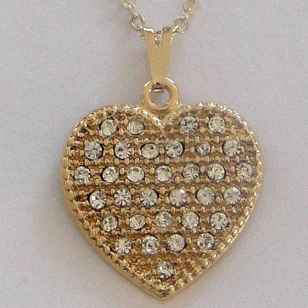 Colar Gargantilha Coração com Strass 20mm - Dourado