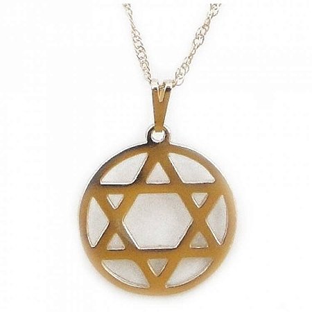 Colar Estrela de David com Aro 2cm - Dourado