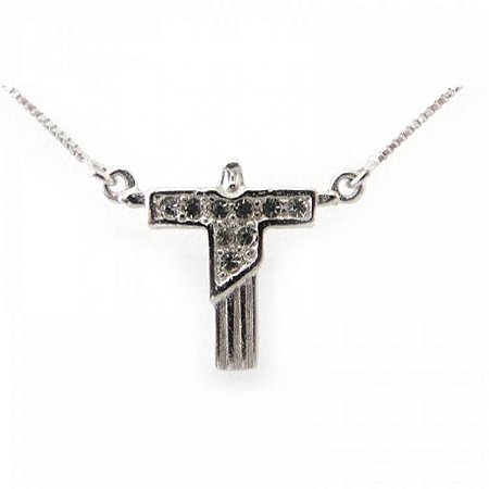 Colar Gargantilha Cristo com Strass 2cm - Prateado