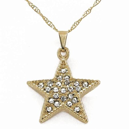 Colar Gargantilha Estrela com Strass 20mm - Dourado