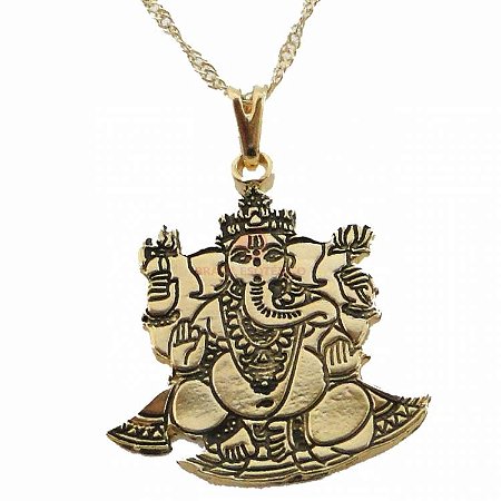 Colar Gargantilha Ganesha 2,5cm - Dourado