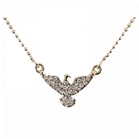 Colar Gargantilha Espírito Santo com Strass 1,7cm - Dourado
