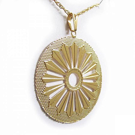 Colar Gargantilha Roda Cigana 3,5cm - Dourado