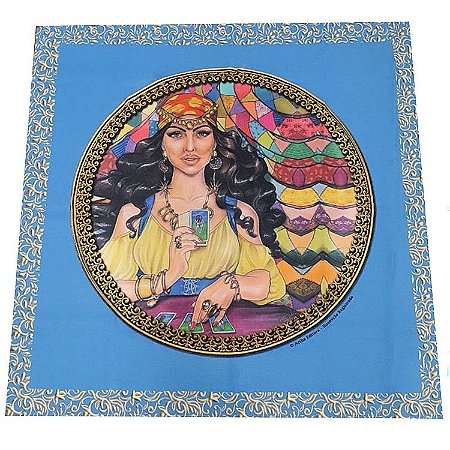 Toalha para Tarô, Cartomancia - Cigana do Oriente, Artesanal em Tecido Oxford - 70cm