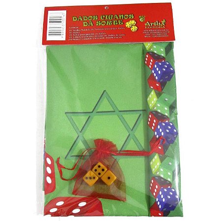 KIt Dados Ciganos da Sorte com Toalha, Bolsinha e Dados