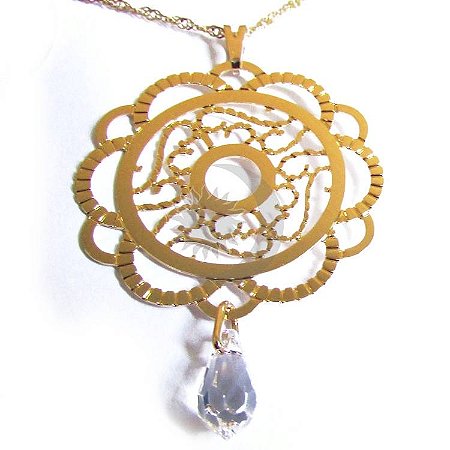 Colar Gargantilha Mandala Harmonizador de Ambiente com Cristal - Dourado