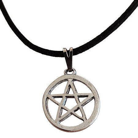 Colar Gargantilha Pentagrama com Aro 17mm - Prateado