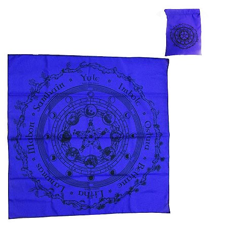 Kit Toalha para Altar e Saquinho para Tarô Roda do Ano (Roxo) 70cm