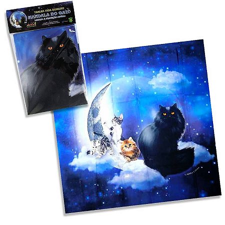 Toalha para Tarô, Cartomancia - Gato Noturno, Tecido Oxford premium - 70cm
